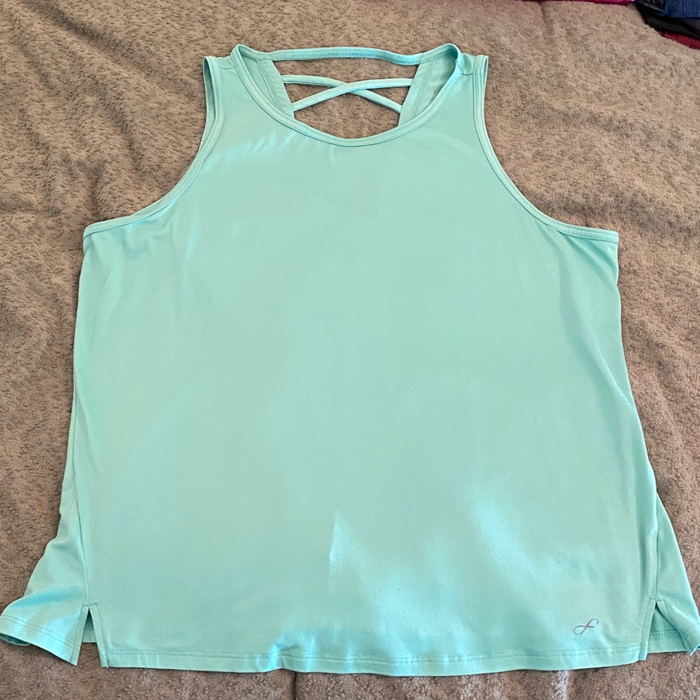 Light Green Active Tank Top with Crisscross Back